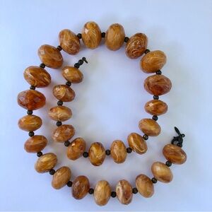 Avon butterscotch chunky marbled bead necklace vintage orange